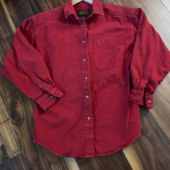 Vintage Eddie Bauer Men's Shirt 100% Cotton Red Size Small 00665 WPL 9647 - Picture 4 of 8